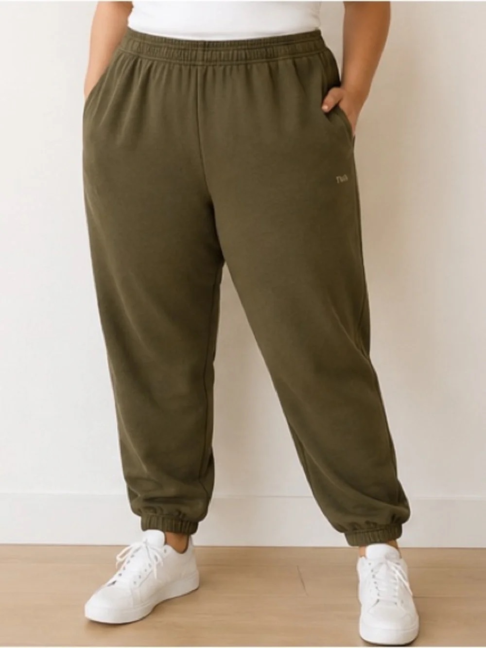 TNA Olive Green Elastic-Waist Joggers
